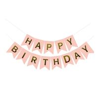 Kiyanest Bannière de Joyeux Anniversaire Rose Champagne - Guirlande Réutilisable & Élégante pour Fêtes d’Anniversaire Féminines, Parfaite en Intérieur & Extérieur (5M)