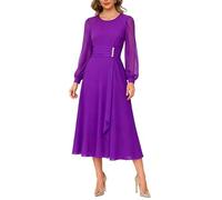 KIYNE Robe de mère de la mariée en mousseline de soie avec manches pour femme, violet, 34