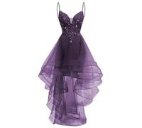 KIYNE Robe de soirée étudiante en tulle à paillettes scintillantes pour adolescents avec appliques en dentelle robe de bal de fin d'études, prune, 34