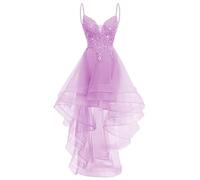 KIYNE Robe de soirée étudiante en tulle à paillettes scintillantes pour adolescents avec appliques en dentelle robe de bal de fin d'études, lilas, 34