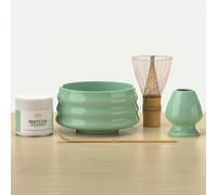 KIYO Kit Matcha Complet Vert - Fouet Chasen 100 Brins, Bol Chawan Céramique, Cuillère & Support | Matcha Cérémonial Japonais | Coffret Cadeau Premium