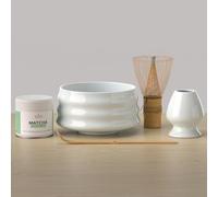 KIYO Matcha & Kit Complet Blanc avec Fouet en Bambou, Bol en Céramique, Support et Cuillère | Set Accessoires pour Cérémonie du Thé Japonais, Préparation Matcha Authentique et Idée Cadeau