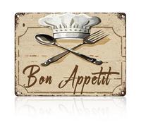 KIYOYO Panneau en métal « Bon appétit » - Décoration d'intérieur - Garage bar, restaurant, cuisine, café, bar, pub - 30,5 x 40,6 cm