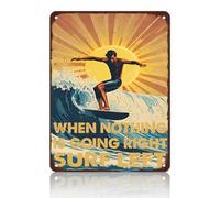 KIYOYO Plaque en métal avec inscription « When Nothing is Going Right Surf Left » - 30,5 x 40,6 cm