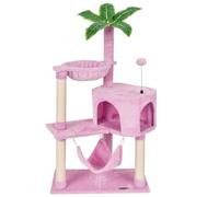 KIYUMI Arbre à chat 26 avec griffoir en sisal pour intérieur et chat avec hamac, perchoir et balles pour chaton, centre d'activités pour animaux de compagnie à plusieurs niveaux, rose