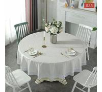 KIZAMI 180-220 cm Nappe Ronde en Plastique PVC Doux géométrique gaufrage Salle à Manger Salon imperméable Toile cirée Nappe Couverture Tapis décor à la Maison