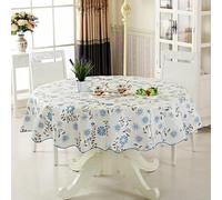 KIZAMI Nappe en Toile cirée en PVC 180 cm, résistante à l'eau, Couverture Ronde Florale pour Salle à Manger, Cuisine, Pique-Nique