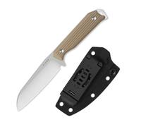 Kizer Begleiter Fix Couteau à Lame Fixe, Lame Sheepsfoot AEB-L de 3,75 pouces, Couteaux de Chasse avec Étui Kydex, Manche G10 Marron, Couteau EDC pour Camping, Chasse et Survie 1045MS2
