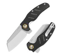 Kizer C01C XL Sheepdog Couteau de Poche, Lame Sheepsfoot 10 cm 14C28N Couteau pliant EDC avec Manche en Micarta Jute Noir, Non-automatique Couteau de Camping Flip-Action avec Clip V5488M2