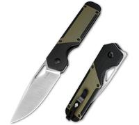 Kizer Militaw EDC Couteau de Poche, 3,36'' Lame Nitro V Couteau Pliable, Manche G10 Noir et Vert avec Clip de Poche, Couteaux de Camping et de Randonnée V3634M1