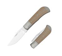 Kizer Trestle Couteau de Poche, Lame 7,35 CM 14C28N Couteau EDC Slip Joint avec Manche en Titane Argenté et Micarta Marron, Petits Couteaux Pliants avec Ouvre-Boîte, V3761A1
