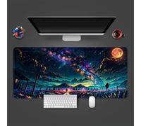 KIZIFI Grand Tapis de Souris Gaming XXL 800x300x3 mm, Ciel Étoilé D'Anime, sous-Main de Bureau Antidérapant avec Bords Cousus pour PC, Clavier et Jeu