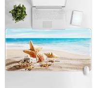 KIZIFI Grand Tapis de Souris Gaming XXL 800x400x2 mm, Étoile Mer Plage, sous-Main de Bureau Antidérapant avec Bords Cousus pour PC, Clavier et Jeu