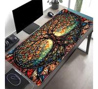 KIZIFI Grand Tapis de Souris Gaming XXL 800x400x2 mm, Vitrail Arbre de Vie, sous-Main de Bureau Antidérapant avec Bords Cousus pour PC, Clavier et Jeu