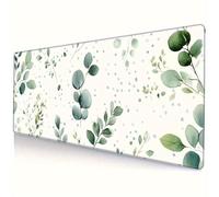 KIZIFI Grand Tapis de Souris Gaming XXL 900x300x2 mm, Feuilles Vertes Printanières, sous-Main de Bureau Antidérapant avec Bords Cousus pour PC, Clavier et Jeu