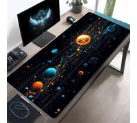 KIZIFI Grand Tapis de Souris XXL 700x400x2 mm, Planète Bleue, Surface Performante Optimisée pour Capteur, Bords Cousus Finis, Base Antidérapante, Accessoire de Bureau et Gaming Décoratif