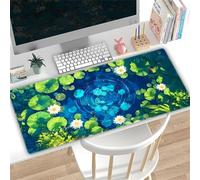 KIZIFI Grand Tapis de Souris XXL 800x400x3 mm, Lac Fleurs Lotus, Surface Performante Optimisée pour Capteur, Bords Cousus Finis, Base Antidérapante, Accessoire de Bureau et Gaming Décoratif