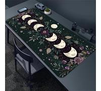 KIZIFI Tapis de Souris Gaming XXL 600x400x2mm, Fleurs D'Éclipse Lunaire, Extended Long Clavier Pad de Table avec Base en Caoutchouc Antidérapante, Tapis de Bureau pour Gaming, Bureau et Ordinateur