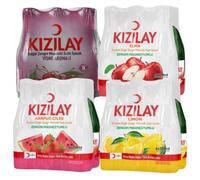 KIZILAY Lot de 24 bouteilles d'eau minérale naturelle au goût mixte de fruits (cerise, pomme, pastèque, citron), eau minérale riche avec bicarbonate et sodium 200 ml