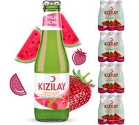 KIZILAY - Lot de 24 bouteilles d'eau minérale naturelle au goût pastèque et fraise - Eau minérale riche avec bicarbonate et sodium - Pufai grocery