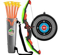 KIZJORYA Ensemble Arc et Flèches pour Enfants, Jouet de Tir Lumineux LED, Sport & Jeux d'Extérieur, 10 Flèches à Ventouse, Cible Suspendue, Carquois, Cadeau pour Enfants de 4 à 6 Ans et 8 à 12 Ans
