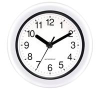 KIZLOC 17 cm Horloge de jardin extérieure étanche, horloge de jardin extérieure résistante aux intempéries, horloge murale ronde silencieuse à piles, facilement lisible pour l'extérieur, piscine