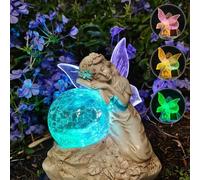 Kizozo Figurines de Jardin solaires Elfes - Décoration de Jardin pour l'extérieur - Lampe Solaire pour extérieur - Boule RVB - Changement de Couleur - Lampes solaires pour l'extérieur - Cadeau