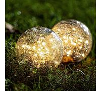 Kizozo Lampes Exterieure Solaires Jardin 2 Pièces, Exterieure Solaire Lumiere Globe 12cm lumière IP55 Étanche, 33LED Lampe Solaire Exterieur Decorative Extérieur Jardin Patio Cour Allée, Blanc Chaud