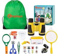 Kizplays® Jumelles pour Enfants, Ensemble d'exploration, Jouet d'extérieur 22 Pièces, Boussole, Loupe, Microscope, Cadeau d'exploration de La Nature pour Garçons et Filles à Partir de 3 Ans