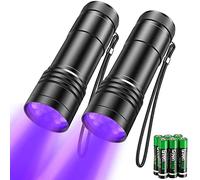 kizplays Lampe de poche UV, 395 nm, détecteur de lumière noire pour urine d'animaux, taches, punaises de lit et plus encore, 3 piles AAA incluses [Classe énergétique A+]