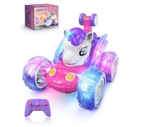 Kiztoys Voiture Telecommandé Fille 3 Ans - Licorne Jouet RC Stunt Car avec éclairage LED, Rechargeable Licorne Voiture RC Radiocommandee Jeux Cadeau Noel pour Enfant Fille 3 4 5 6 Ans