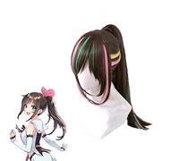 Kizuna Ai Cosplay perruques Youtuber 1st Live Hello World 65cm longue queue de cheval perruques de cheveux synthétiques Perucas + filet de cheveux gratuit