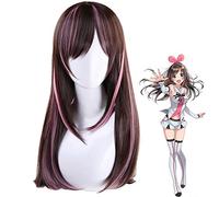 Kizuna AI perruque Cosplay Costume AIChannel femmes longue résistance à la chaleur cheveux synthétiques Halloween fête jeu de rôle perruques + casquette de perruque gratuite