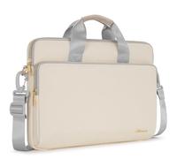 KIZUNA Housse à bandoulière pour ordinateur portable de 14" - Pour MacBook Air M3 M2/Lenovo IdeaPad Slim 3i/IdeaPad Flex 5/15,4", MacBook Pro/14", Yoga Slim Pro X/Surface Studio 2/HP/Dell, beige