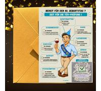 KJ Surprise Carte d'anniversaire pour 40e anniversaire - Carte à gratter TÜV - Contrôle technique - Carte amusante pour 40e anniversaire (40 ans)