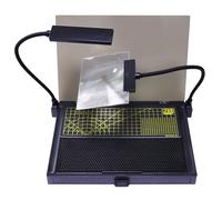 KJ019 Établi portable pour modélisme Gundam, kit d'outils pour la construction Gundam, avec lumière LED et loupe adaptée pour les travaux de haute précision