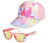Kjakl-Casquette Baseball Pour Filles Lunettes De Soleil, Licorne Réglable Chapeau Ete Respirante Légère Été Extérieur Visière Chapeau De Sport Et Lunette Soleil Protection Pour Enfant