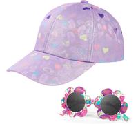 Kjakl-Casquette De Baseball Lunettes De Soleil Pour Enfant, Coeur Réglable Casquette Pare-Soleil Chapeau Avec Trous D'aération Lunette De Soleil Uv400 Casquette D'été Pour Fille