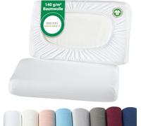 Kjakl-- Housses De Coussin Bio Lot De 2 Pour Oreillers Cervicaux Et Oreillers De Santé 97% Coton Certifié Gots + 3% Élasthanne Env. 45-60 X 30-40 Cm \U2013 20 Cm De Profondeur Blanc