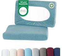 KJAKL-- Housses de Coussin Bio Lot de 2 pour oreillers de Nuque et oreillers de santé 97% Coton certifié GOTS + 3% élasthanne env. 45-60 x 30-40 cm \u2013 20 cm de Profondeur Bleu fumée