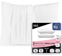 KJAKL-Lot de 2 Protège Oreiller Imperméable 50 x 80 - certifié Oeko Tex® - Antiacariens - Fabriqué en Europe \u2013 Housse Oreiller 100% Jersey Micro Respirant \u2013 Ultra Fin, Ultra Doux - Fermetur