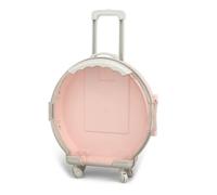 KJAOYU Boîte de Mini-Valise, Jouet pour Enfants, Mini-boîte de Rangement en Forme de Valise Ronde multifonctionnelle avec Roues pour Les Voyages et organisations à Domicile faciles - (Rose Clair)