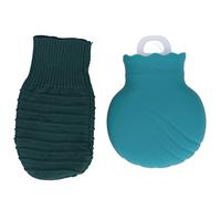KJAOYU Bouillotte en caoutchouc avec housse souple en silicone anti-explosion avec housse tricotée pour la vie de famille, 245 ml, violet (vert)