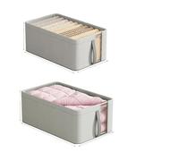 KJBDQQH boîte de rangement pliable Boîte de rangement for armoire en tissu Oxford, grande capacité, avec cadre en acier, for vêtements de maison(Grey,50x35x24cm)