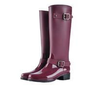KJBDQQH bottes en caoutchouc pour femmes Bottes hautes for femmes, chaussures de pluie en caoutchouc de couleur pure for l'extérieur(Wine red,40)