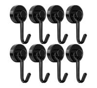 KJBDQQH Clothes Hook Crochets magnétiques robustes (1/2/4/8 pièces) - Aimant néodyme puissant Crochet pivotant noir et argent Outils de suspension for réfrigérateur cuisine pour Maison(8pcs black)
