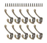 KJBDQQH Clothes Hook Lot de 10/20 patères murales robustes, double porte-manteau, style vintage bronze, avec vis, for porte ou salle bain pour Maison(10PCS)