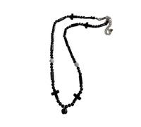 KJBDQQH Collier Ras-du-Cou Punk Grunge Black Star Pendant Beaded Silver Color Chain Choker Necklace for Women Men Goth Charm Emo Jewely Accessory pour Un Usage Quotidien(Color 04)