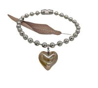 KJBDQQH Collier Ras-du-Cou Punk Grunge Glass Heart Pendant Necklace Oversize Ball Beads Chain Statement Choker Necklace for Women Club Punk Jewelry pour Un Usage Quotidien(Brown)
