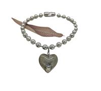 KJBDQQH Collier Ras-du-Cou Punk Grunge Glass Heart Pendant Necklace Oversize Ball Beads Chain Statement Choker Necklace for Women Club Punk Jewelry pour Un Usage Quotidien(Grey)